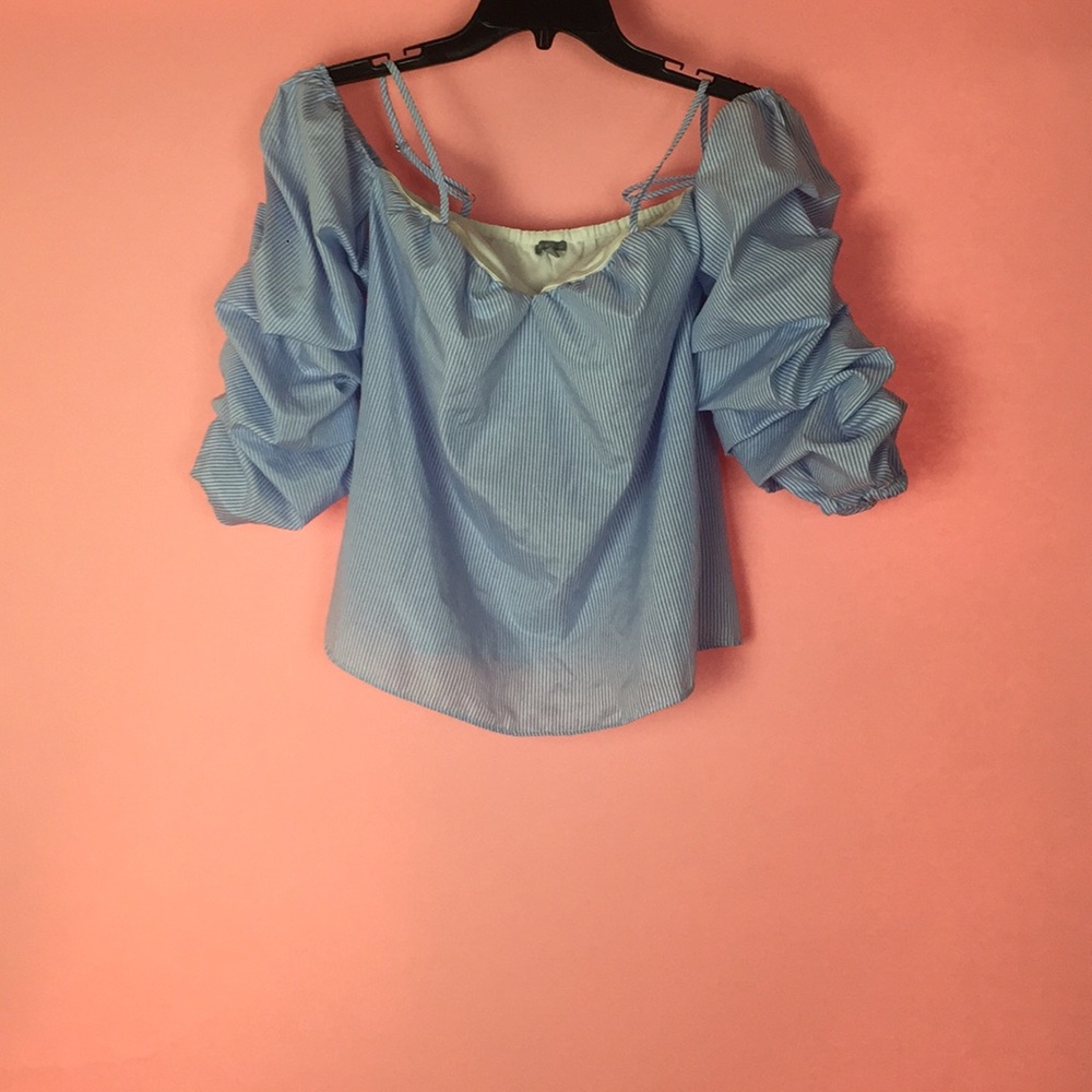 Off the shoulder pinstripe top